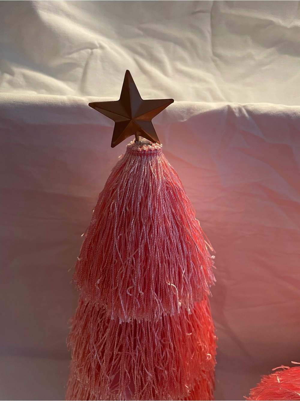 NWT 3 Ashland Pink Tassel Tabletop Trees with Gold Stars - Picture 7 of 14